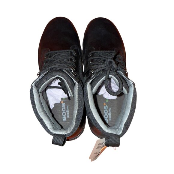 NWT BOGS Leather Casual Lace Classic Ankle Chukka Boots Mens 8.5 Black Lace Ups - Picture 9 of 11